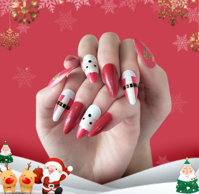 China Easy Apply 2020 New Christmas Style Nail Tips Almond Full Cover Nails Press On Nails for sale