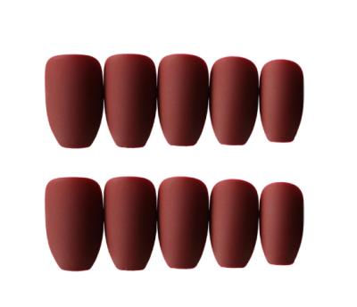 China Easy Apply Red Burgundy Ins Style Europe, America, Japan And South Korea Wear Manicure Brush Ballet False Nails for sale