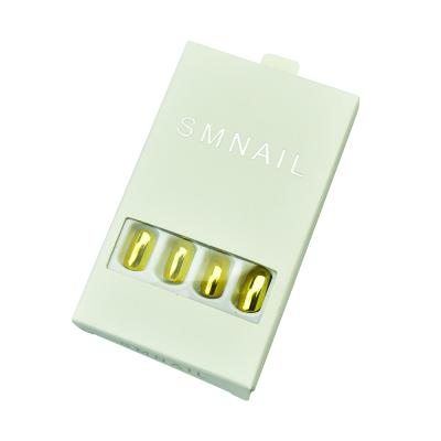 China Easy Apply 24 Portable Metal Plated Mirror Finish Artificial Coffin Nail Tips Wholesale Boxed Per Piece for sale