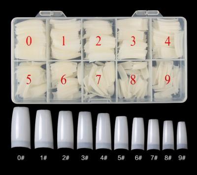 China Professional Design Salon 500PCS Clear French Nail Tips Harf Cover Press On Nails Box for sale