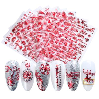 China Easy Apply Nail Art Decals 3D Christmas Red Color Nail Sticker Father Christmas Snow Christmas Hat Sticker for sale