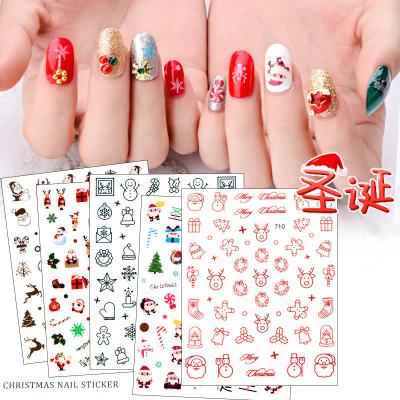 China Easy Apply 3D Nail Art Decals Snowman Snowman DIY Nail Sticker 3D Nail Art Sticker Merry Christmas Nail for sale