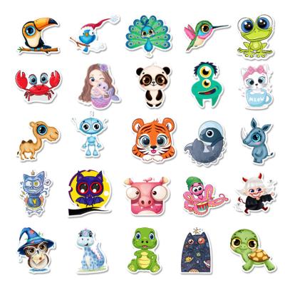 China Cartoon HOYO 50 Pcs/Big Eye Animal Sticker Pack , Big Eye Pet Stickers Bat Balloonfish Elephant Tiger Turtle Hummingbird for sale