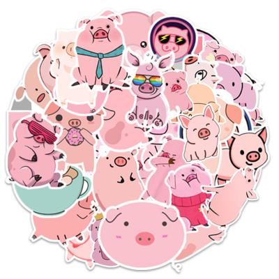 China 50PCS HOYO 50PCS Cartoon Pig Stickers Pink Pig Stickers Cartoon Pig Stickers Car Laptop Merch Computer Wall Animal Skateboard for sale