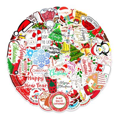 China Decorative Sticker HOYO 50 pcs/pack of Christmas Stickers for Laptop, Merry Christmas Stickers for Skateboard Computer Water Bottle, HY150 for sale