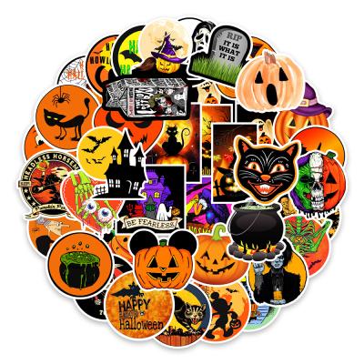 China HOYO 50 PCS Halloween Sticker Decorative Orange Stickers, DIY Stickers Pack for Water Bottle Window Laptop Phone Travel Sharing for sale