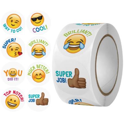 China HOYO 500 Pcs Sticker / Roll Reward Face Decorative Stickers, 1 inch wide (2.54cm), 8 face expressions for sale