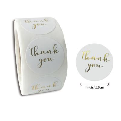 China Business Sticker HOYO 500 Pcs / Roll Thank You Sticker Roll, 1 inch, Round Gold Foil in White Shopping Stickers Decor Labels for sale