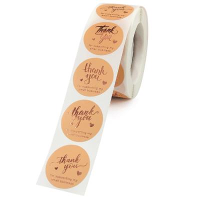 China HOYO 500 Pcs Business Sticker/Roll Thank You Sticker Roll, 1 Inch, Round Gold Foil Papers Shopping Stickers Adhesive Tour Label Sticker for sale