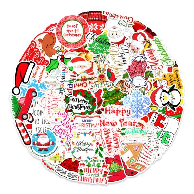 China Decorative Sticker HOYO 50 Pcs/Pack Christmas Stickers Set For Laptop, Christmas Scratch Off Stickers For Skateboard Water Bottle for sale