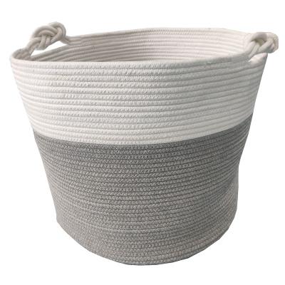 China Large Viable Hot Selling Dirty Woven Laundry Basket Cotton Rope Storage Foldable Basket With Handles for sale