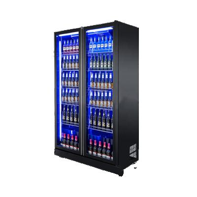 China Double-temperature Double Door Beverage Cooler with Glass Door Fridge Commercial Cool 2 Door Refrigerator for sale