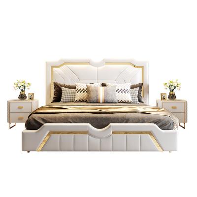 China Latest Modern European Luxury Storage Furniture Design Leather King Size Double Bed for sale