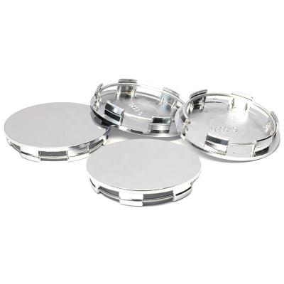 China ABS Chrome 60MM Flat Surface Car Wheel Center Hub Caps Auto Rim Tire Hubcap Silver Plastic Cover for sale