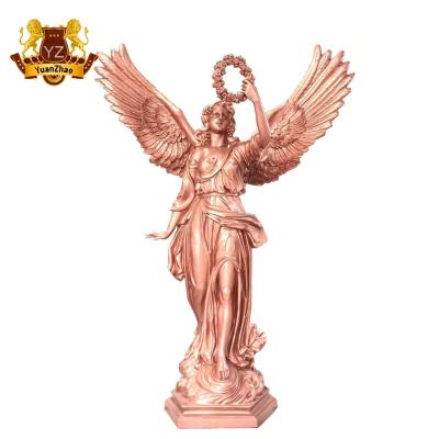 China Europe Garden Outdoor Decoration Life Size Resin Angel Sculpture With Flower For Sale for sale