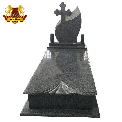 China Modern Stile Polished Romanian Cross Cut Gray G654 Granite Headstone for sale