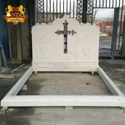 China Modern Marble Headstone Cross Cross Carved White Marble Cross Headstone for sale