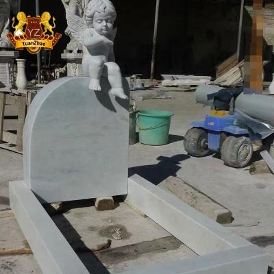 China Modern White Granite Headstone Hand Carved Angel Baby Marble Monument for sale