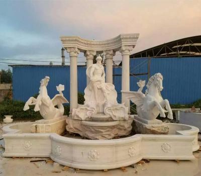 China Modern Outdoor Decoration Large Size Natural Stone Garden Water White Marble Di Trevi Fountains for sale