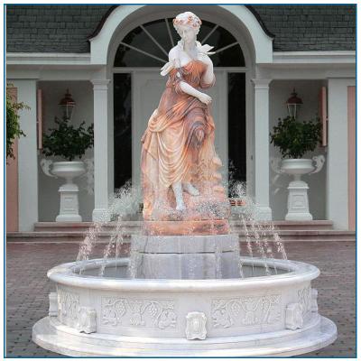 China Modern outdoor large size white marble with lady water fountain for garden decoration for sale