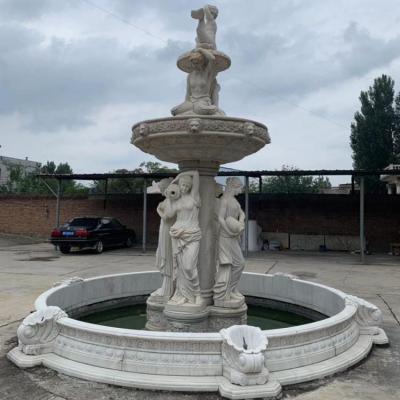 China Modern Outdoor Decoration White Marble Water Fountain For Sale for sale