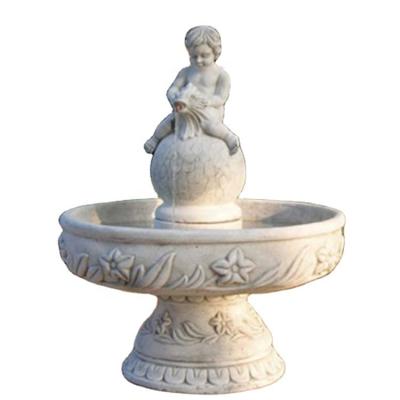 China Modern Outdoor Decoration White Marble Angel Water Fountain With Ball for sale