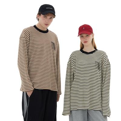 China Letter Striped Round Niche Couples Design Sense Neck Breathable Knitted Long Sleeve Pullover Hoodie for sale