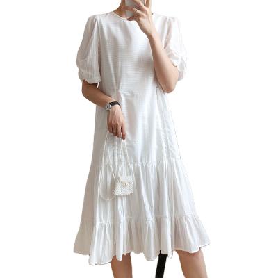 China Elegant French skirt 2022 breathable Korean white mid length drawstring spring and summer new style for sale