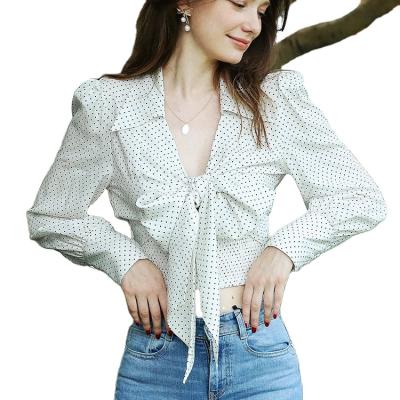 China The Main Polka Dot Shirt Women's Breathable Temperament Waist Size 2021 Spring/Summer New for sale