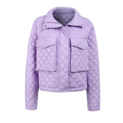 China Viable border casual thin wholesale 2021 solid color zipper pocket plaid jacket autumn and winter new for sale