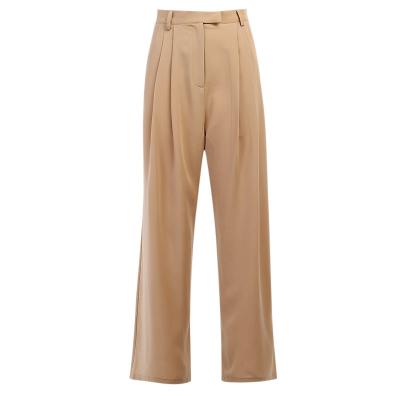 China Breathable Casual Slightly Loose Wide Leg Pants For Women Pure Color Single Waist One Fashionable Knits Trousers for sale