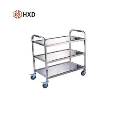 China energy & Mining 2 Tiers 3 Tiers Stainless Steel Hotel Kitchen Food Service Dining Trolley Trolley Mobile Push Trolley for sale