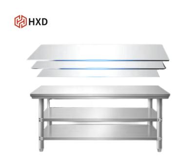 China energy & Mining Customized High Quality Commercial Two Tier Kitchen Stainless Steel Top Shelf Working Table Round Legs for sale