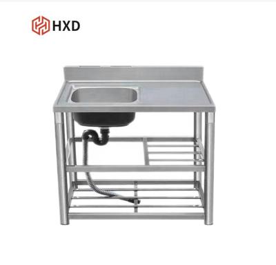 China energy & Double Mining Manufacture 304 Stainless Steel Single Kitchen Wash Sink Basin Pool Shelf for sale