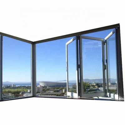 China Folding Screen Foshan Factory Price Quality Aluminum Folding Through Glass Window for sale