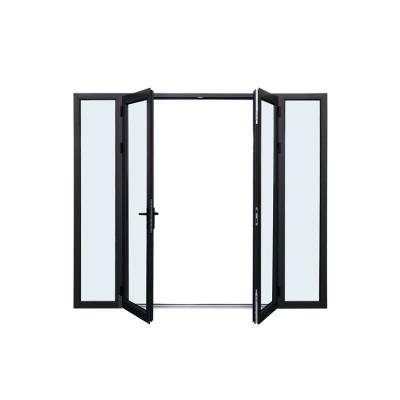 China Modern Top Double Glazed Double Swing Aluminum Storm Security French Doors for sale