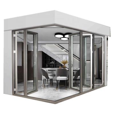 China Modern Hot Selling Soundproof Aluminum Framed Tempered Clear Glass Folding Door for sale