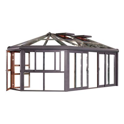 China Modern Prefab Glass Sets Aluminum Profile Glass Slope Roof Sunroom For Solarium for sale