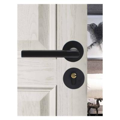 China Modern Simple Design Cast Iron Black Square Lever Zinc Alloy Door Handle Interior for sale