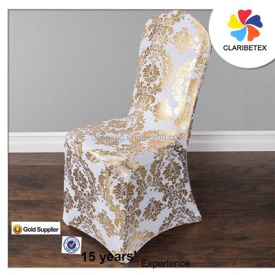 China Factory wholesale promotion shiny metallic gold spandex chair cover for wedding, party decoration for sale