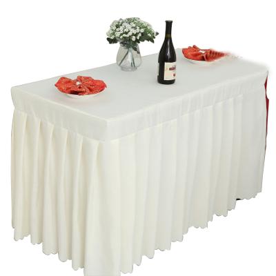 China DECORATION Tablecloth 100% Polyester Table Skirt Ivory Wedding Table Cloths for sale