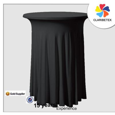 China New Design Washable Black Spandex Plain Dyed Table Cloth Statafelhoed Wave With Skirt for sale