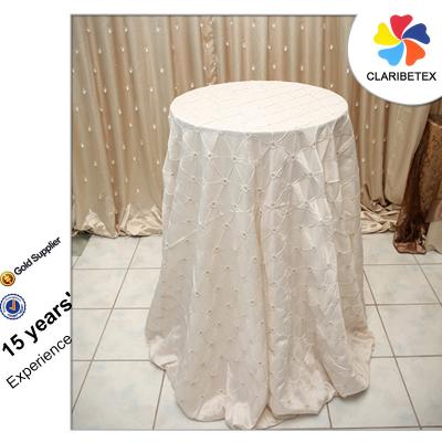 China Oilproof Ivory Pinch Pleated Tablecloth Wedding Party Taffeta Overlay for sale