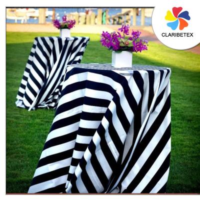 China Decoration satin striped tablecloth round white and black tablecloth damask for sale