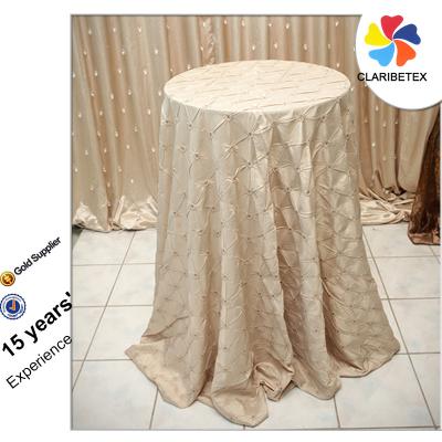 China Oilproof Champagne Pinch Pleated Tablecloth Wedding Party Taffeta Overlay for sale