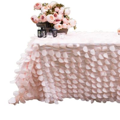 China Oilproof Petal Table Cloth Blush Pink Round Table Cloth for sale