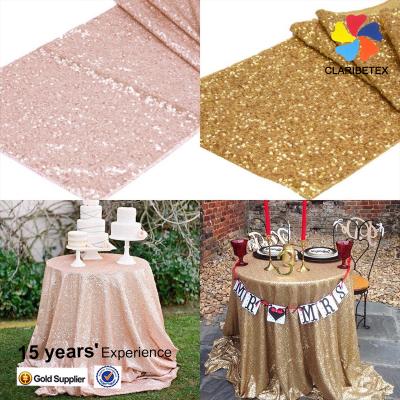 China Oilproof gold silver champagne blush round embroidery glitter beaded sequin tablecloth for wedding for sale