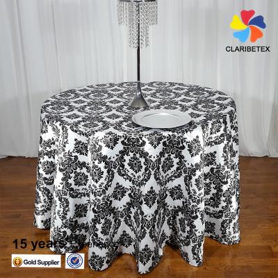 China Wedding Party High Quality Event Satin Oilproof Round Damask Tablecloth for sale