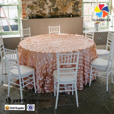 China Wholesale Oilproof White Blush Taffeta Round Petal Table Cloth for sale