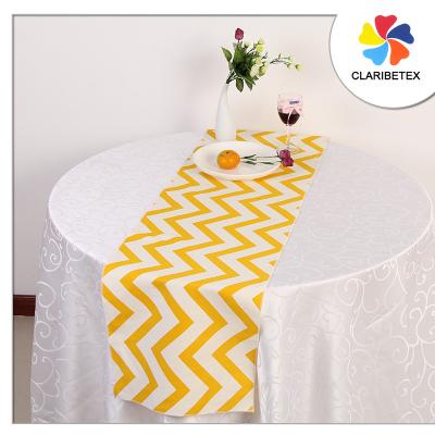 China Beautiful yellow striped tablecloth decoration printed chevron table runner for wedding for sale